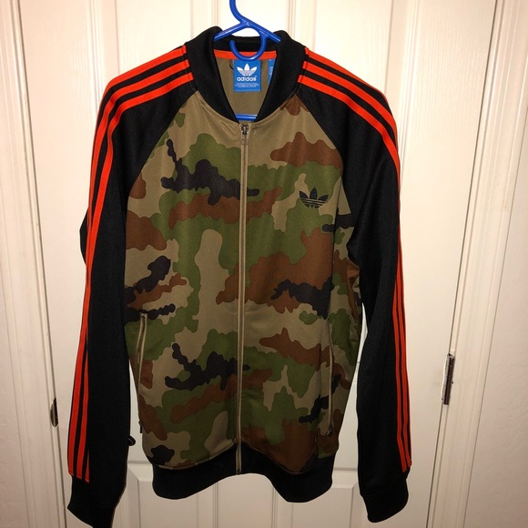 black and orange adidas track jacket